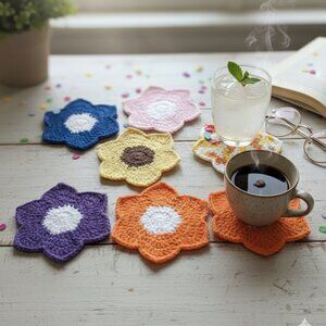 Handmade 100% Cotton Flower Coaster "Mix & Match New
